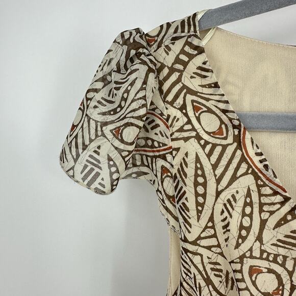 Y2K Sangria Silk Dress Beaded Babydoll Floral Boho Fairy Read Women’s XS-S Cream - Picture 6 of 13